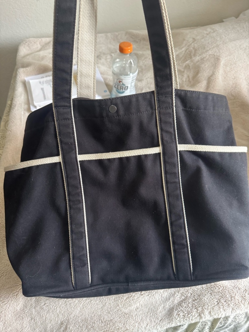 Lululemon Daily Multi-Pocket Canvas Tote Bag 20L BLACK/WHITE OPAL - Picture 4 of 7